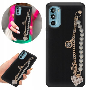 Etui BLINK Matowe Czarne Łańcuszek do MOTOROLA G52