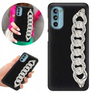 Etui BLINK Matowe Czarne Łańcuszek do MOTOROLA G52