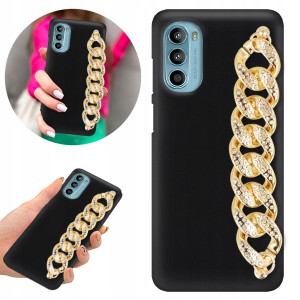 Etui BLINK Matowe Czarne Łańcuszek do MOTOROLA G52