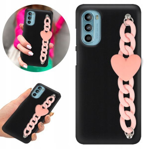 Etui BLINK Matowe Czarne Łańcuszek do MOTOROLA G52