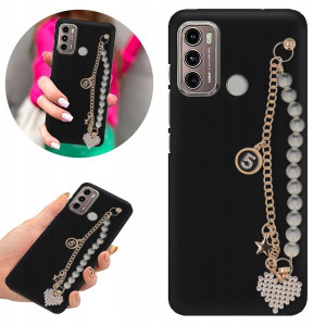 Etui BLINK Matowe Czarne Łańcuszek do MOTOROLA G60