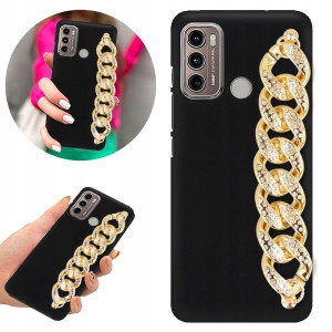 Etui BLINK Matowe Czarne Łańcuszek do MOTOROLA G60