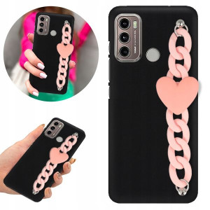 Etui BLINK Matowe Czarne Łańcuszek do MOTOROLA G60