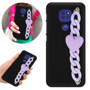 Etui BLINK Matowe Czarne Łańcuszek do MOTOROLA G9