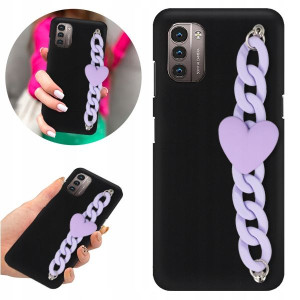 Etui BLINK Matowe Czarne Łańcuszek do NOKIA G21 4G