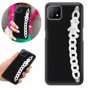 Etui BLINK Matowe Czarne Łańcuszek do OPPO A53 5G
