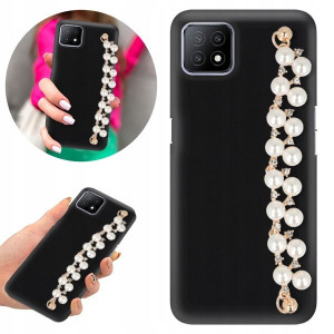 Etui BLINK Matowe Czarne Łańcuszek do OPPO A53 5G