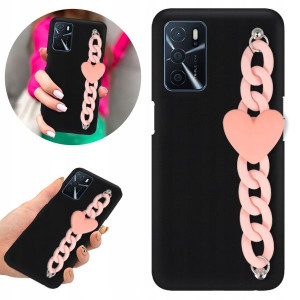 Etui BLINK Matowe Czarne Łańcuszek do OPPO A54S