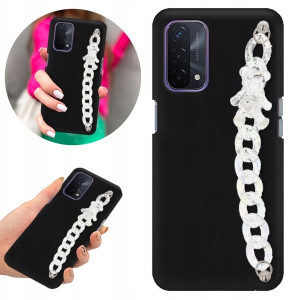 Etui BLINK Matowe Czarne Łańcuszek do OPPO A74 5G