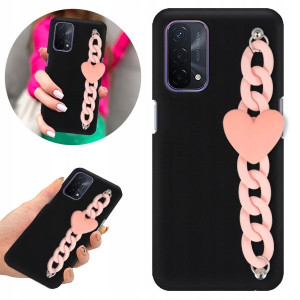 Etui BLINK Matowe Czarne Łańcuszek do OPPO A74 5G