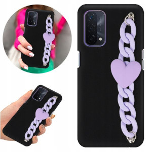 Etui BLINK Matowe Czarne Łańcuszek do OPPO A93 5G