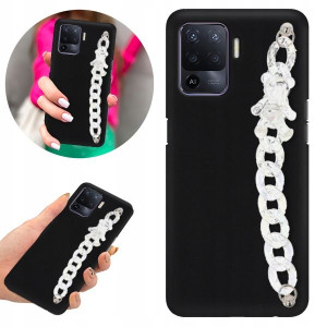Etui BLINK Matowe Czarne Łańcuszek do OPPO F19 PRO