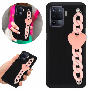 Etui BLINK Matowe Czarne Łańcuszek do OPPO RENO 5F