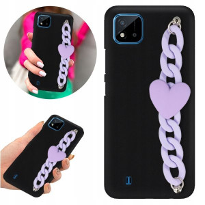 Etui BLINK Matowe Czarne Łańcuszek do REALME C20