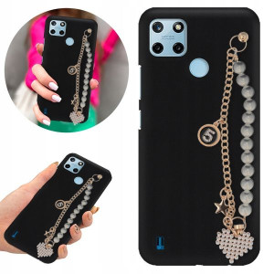 Etui BLINK Matowe Czarne Łańcuszek do REALME C25Y