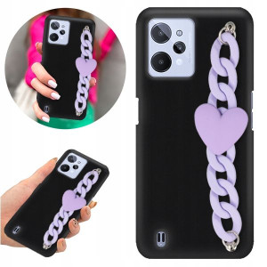 Etui BLINK Matowe Czarne Łańcuszek do REALME C31