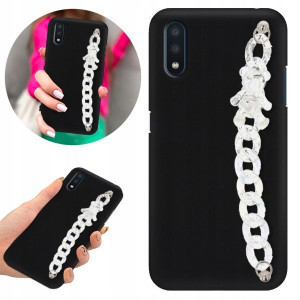 Etui BLINK Matowe Czarne Łańcuszek do SAMSUNG A01