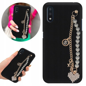 Etui BLINK Matowe Czarne Łańcuszek do SAMSUNG A01