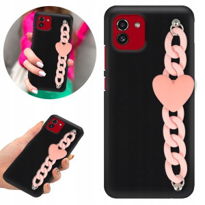 Etui BLINK Matowe Czarne Łańcuszek do SAMSUNG A03