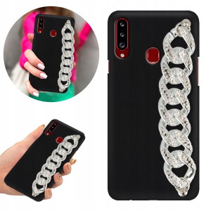 Etui BLINK Matowe Czarne Łańcuszek do SAMSUNG A20s