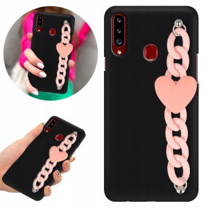 Etui BLINK Matowe Czarne Łańcuszek do SAMSUNG A20s