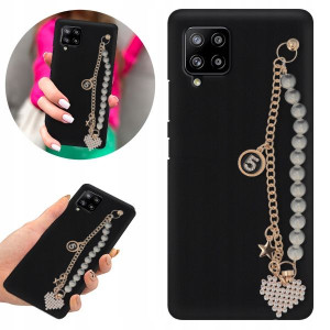 Etui BLINK Matowe Czarne Łańcuszek do SAMSUNG A42