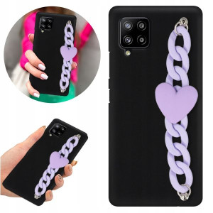 Etui BLINK Matowe Czarne Łańcuszek do SAMSUNG A42