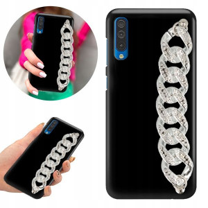 Etui BLINK Matowe Czarne Łańcuszek do SAMSUNG A50