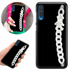 Etui BLINK Matowe Czarne Łańcuszek do SAMSUNG A50s