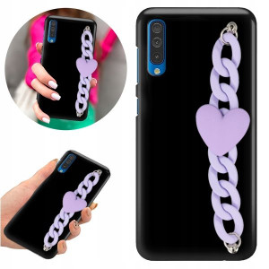 Etui BLINK Matowe Czarne Łańcuszek do SAMSUNG A50s