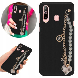 Etui BLINK Matowe Czarne Łańcuszek do SAMSUNG A60