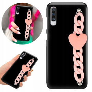 Etui BLINK Matowe Czarne Łańcuszek do SAMSUNG A70