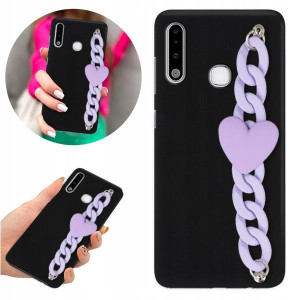 Etui BLINK Matowe Czarne Łańcuszek do SAMSUNG A70e