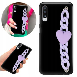 Etui BLINK Matowe Czarne Łańcuszek do SAMSUNG A70s
