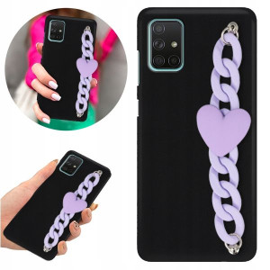 Etui BLINK Matowe Czarne Łańcuszek do SAMSUNG A71