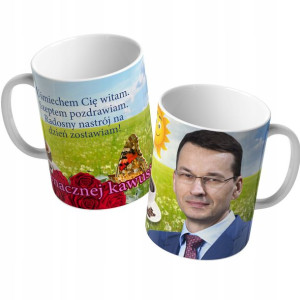 BIAŁY KUBEK wzór POLITYCY 05 do pracy korpo+gratis