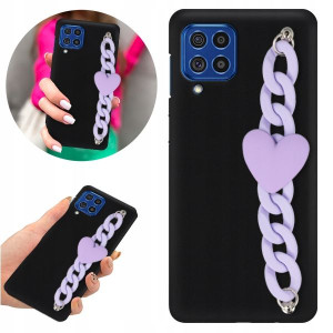 Etui BLINK Matowe Czarne Łańcuszek do SAMSUNG F62
