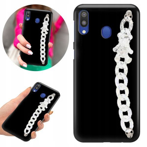 Etui BLINK Matowe Czarne Łańcuszek do SAMSUNG M20