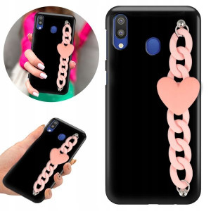Etui BLINK Matowe Czarne Łańcuszek do SAMSUNG M20