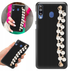 Etui BLINK Matowe Czarne Łańcuszek do SAMSUNG M30