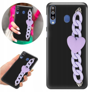 Etui BLINK Matowe Czarne Łańcuszek do SAMSUNG M30