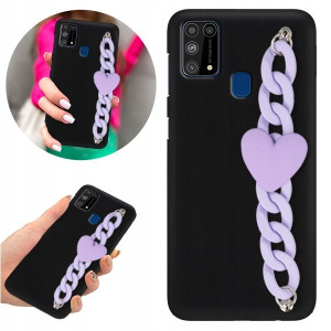 Etui BLINK Matowe Czarne Łańcuszek do SAMSUNG M31