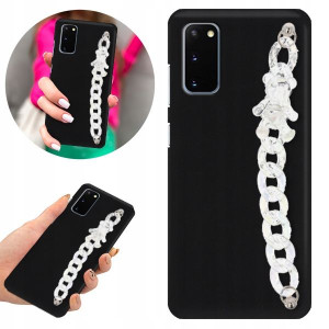 Etui BLINK Matowe Czarne Łańcuszek do SAMSUNG S20