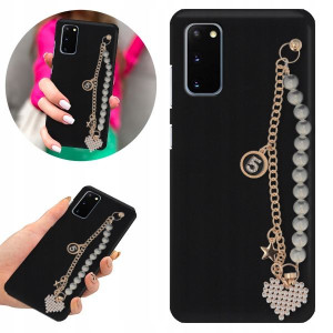 Etui BLINK Matowe Czarne Łańcuszek do SAMSUNG S20