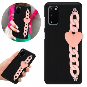Etui BLINK Matowe Czarne Łańcuszek do SAMSUNG S20