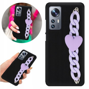 Etui BLINK Matowe Czarne Łańcuszek do XIAOMI 12