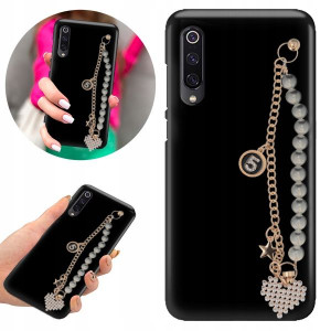 Etui BLINK Matowe Czarne Łańcuszek do XIAOMI Mi 9
