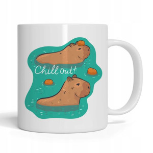 Kubek Biały Na Prezent Z Kapibara Chillout Wzór