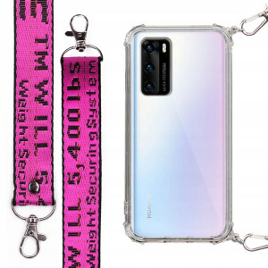 Etui Case Antishock + Smycz Fuksja do HUAWEI P40