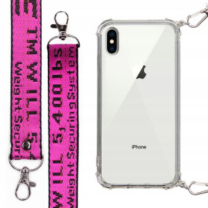 Etui Case Antishock + Smycz Fuksja do IPHONE X/XS